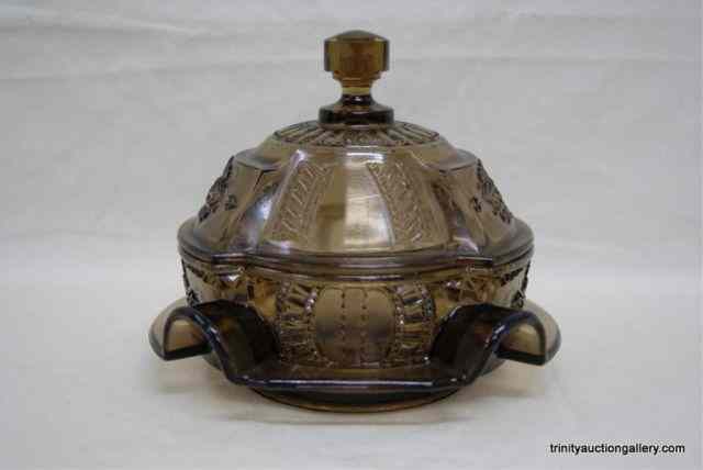 Appraisal: Imperial Glass Smoke Color Butter Dish w CoverMarked with the