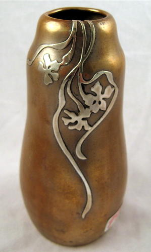 Appraisal: A HEINZ ART SILVER ON BRONZE VASE Art Nouveau floral