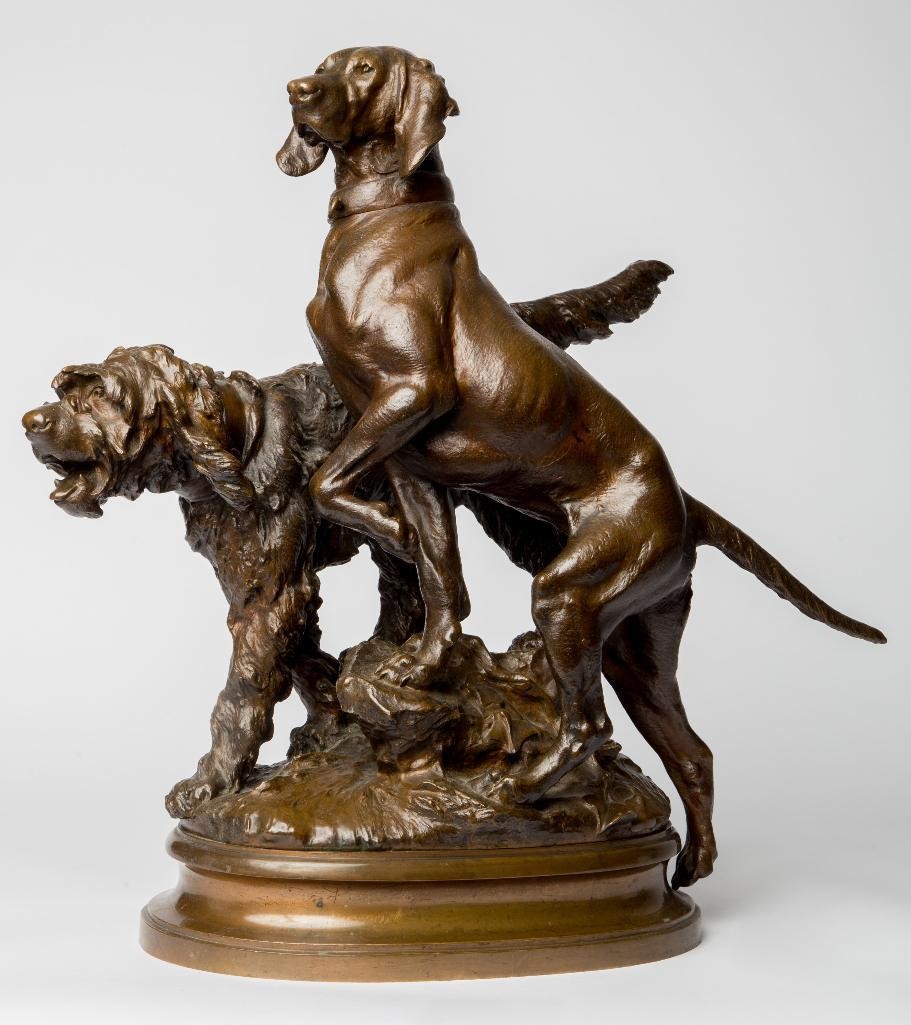 Appraisal: PROSPER LECOURTIER - BRONZE DOGS Prosper Lecourtier France - bronze