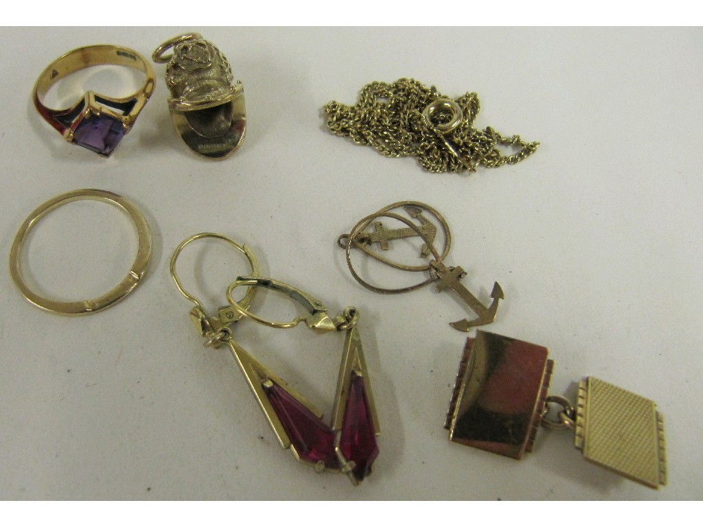 Appraisal: Lot comprising ct gold amethyst set dress ring ct gold