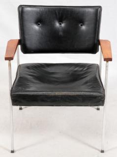 Appraisal: KNOLL CHROME LEATHER ARMCHAIR KNOLL CHROME LEATHER ARMCHAIR