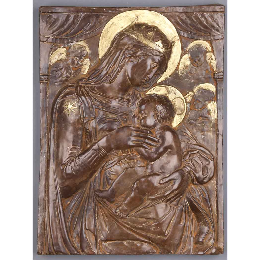 Appraisal: Continental Parcel Gilt Terra Cotta Relief Plaque th Century Depicting