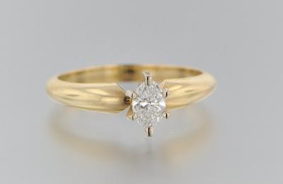 Appraisal: A Ladies' Marquis Diamond Solitaire Ring k yellow gold setting