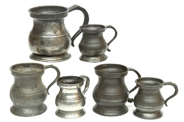 Appraisal: A COLLECTION OF ASSORTED PEWTER MEASURES th to th century