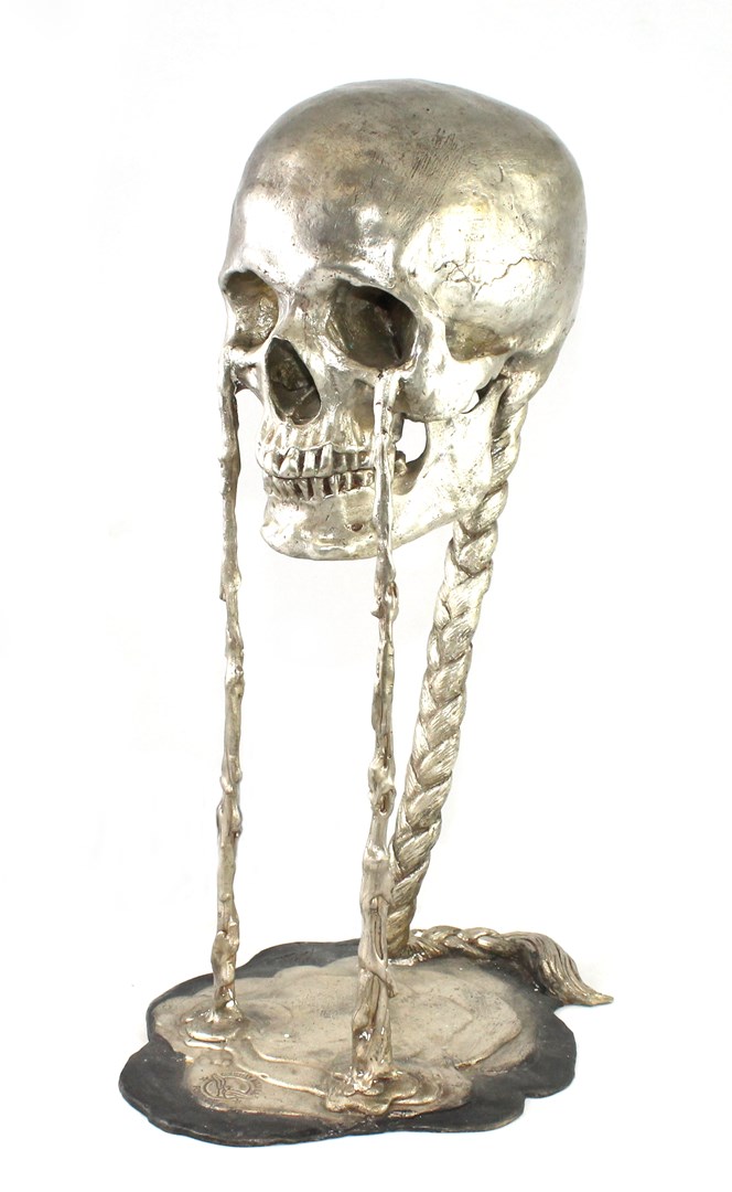 Appraisal: Christian Maas 'Vanite' skull lamp silvered bronze Ltd Edition impressed