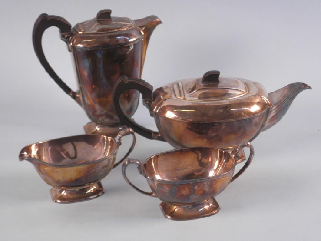 Appraisal: An Art Deco style silver plated four piece tea service