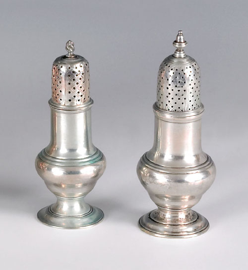 Appraisal: Two Georgian silver casters ca - and - the first