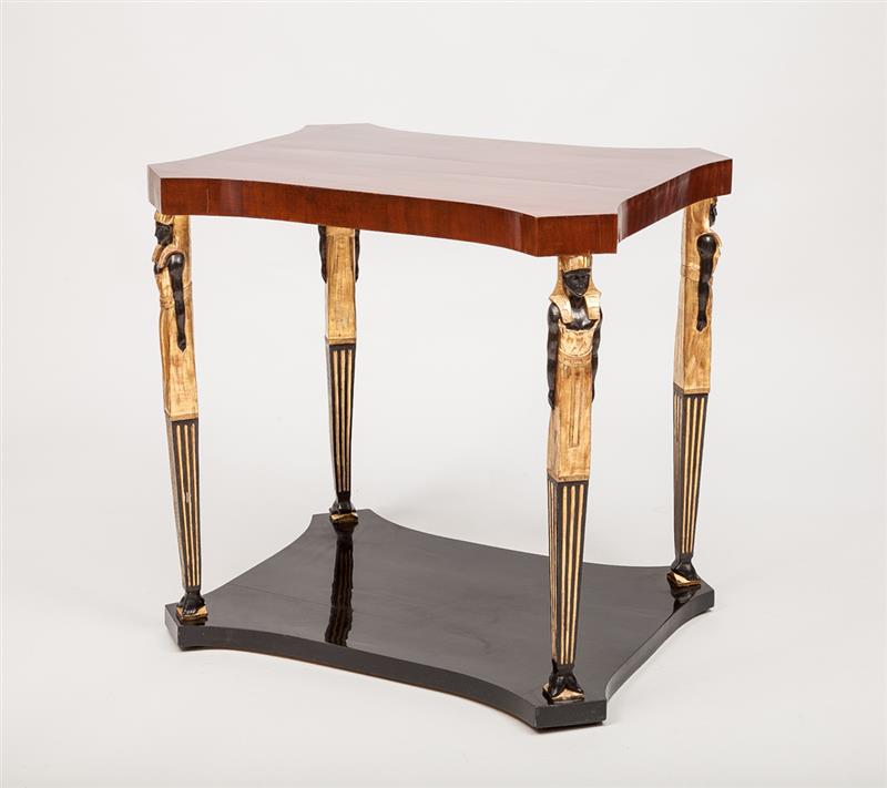 Appraisal: Russian Neoclassical Style Mahogany Parcel-Gilt and Ebonized Center Table Partially