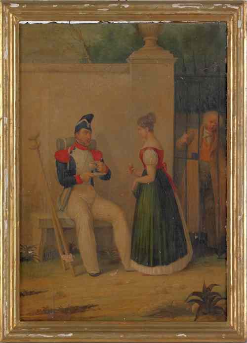 Appraisal: Oil on canvas of a French soldier mid th c