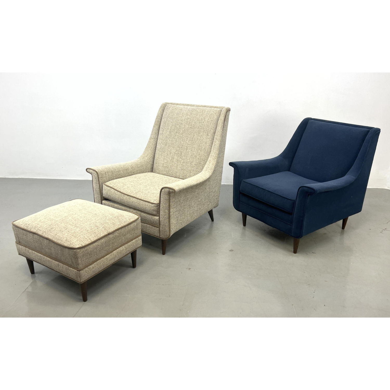 Appraisal: pc His and Hers Lounge Chairs and Ottoman Paul McCobb