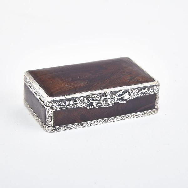 Appraisal: Scottish Silver Mounted Yew Wood Snuff Box early th the