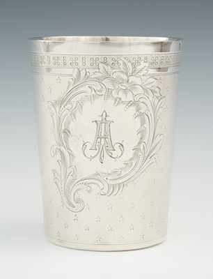 Appraisal: A French La Gerbe D'Or Silver with Gold Wash Beaker