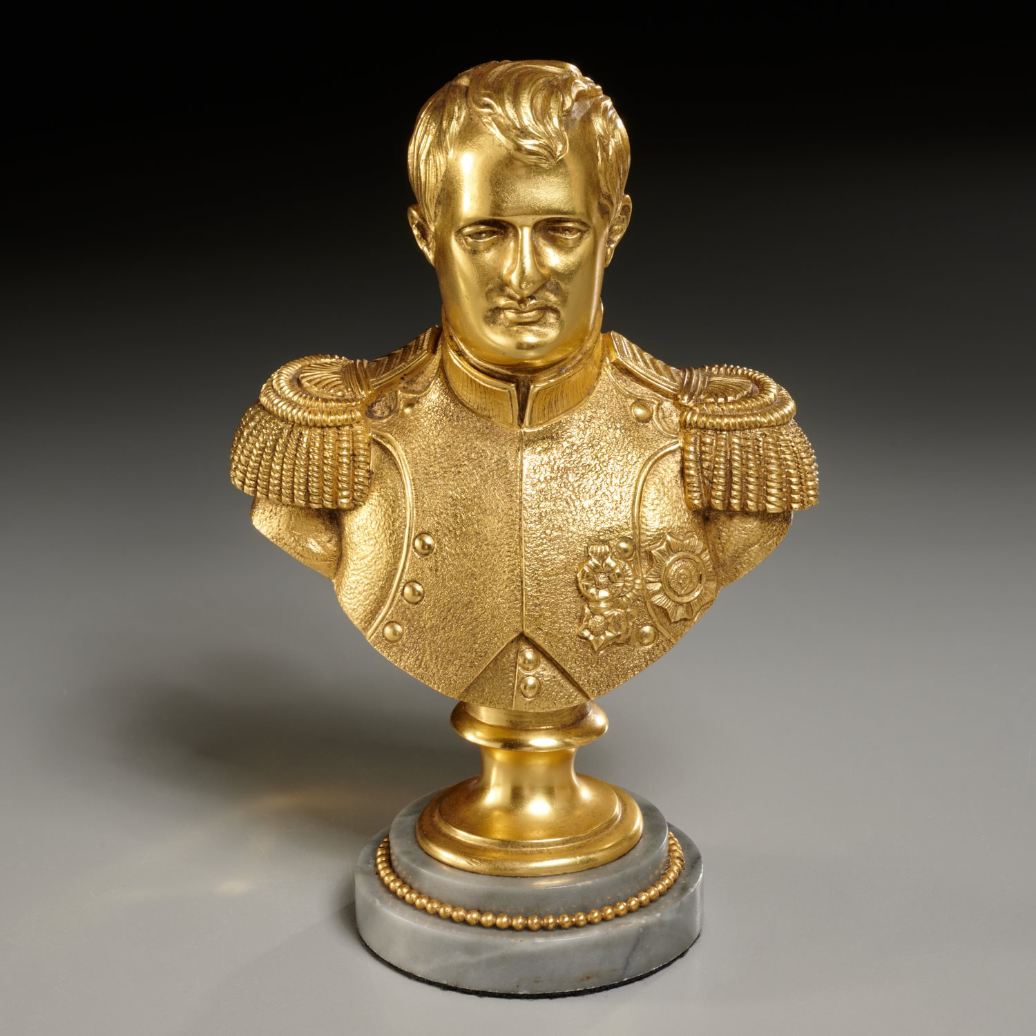 Appraisal: GILT METAL BUST OF NAPOLEON BONAPARTE th th c dressed