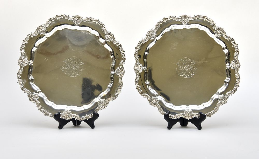 Appraisal: Sterling Silver Plates Two sterling silver plates with ornate rims