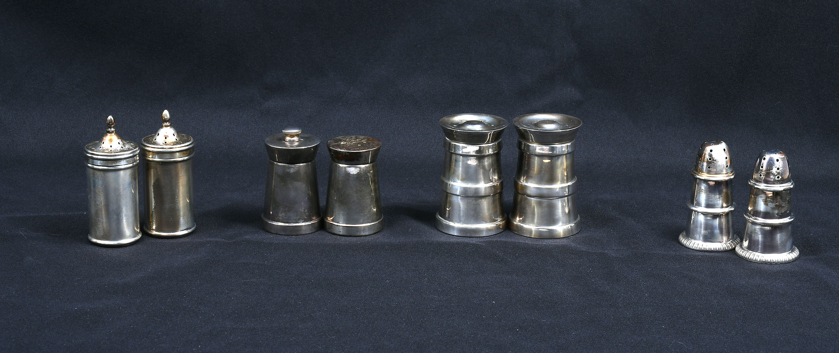 Appraisal: TIFFANY CO STERLING SALT PEPPER SETS Four sets of Italian