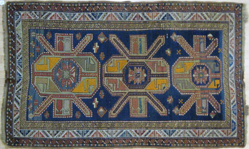 Appraisal: Kazak carpet early th c with three medallions on a