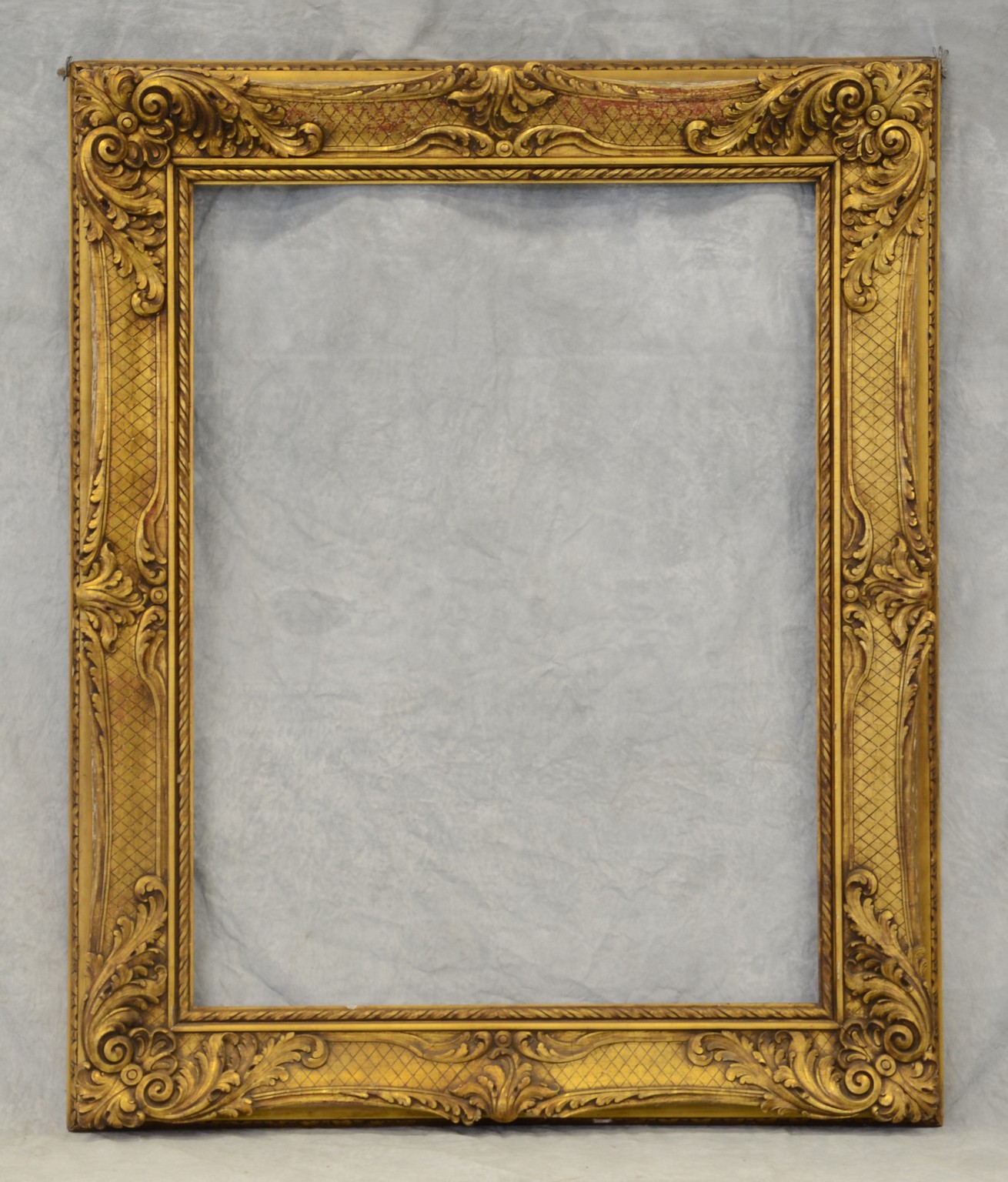 Appraisal: Monumental Antique Gilt Wood Frame crosshatch motif with flourishes at