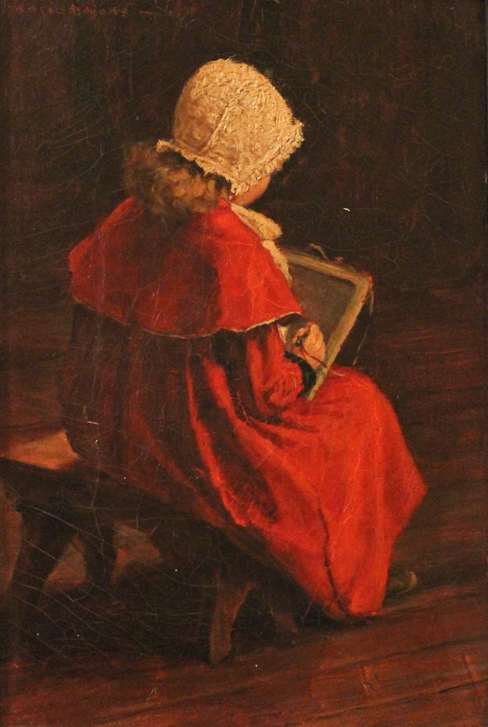 Appraisal: MARIA BROOKS BRITISH - YOUNG GIRL IN RED WRITING ON