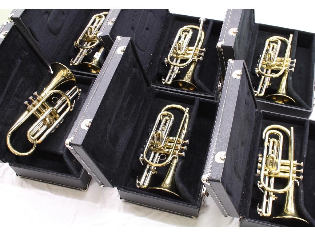 Appraisal: Six Blessing brass cornets all cased