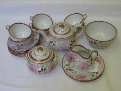 Appraisal: A DAVENPORT OPAQUE CHINA PINK LUSTRE PART TEA SERVICE comprising