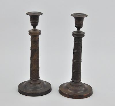 Appraisal: A Pair of Cast Metal Candlesticks Made in India the