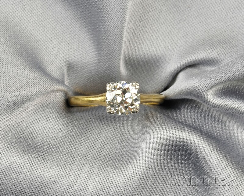 Appraisal: Diamond Solitaire set with an old European-cut diamond weighing approx