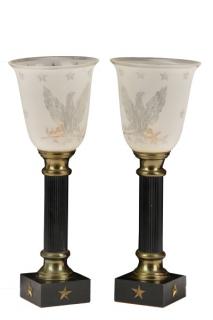 Appraisal: Pair American Federal Style Torchiere Table Lamps American first half