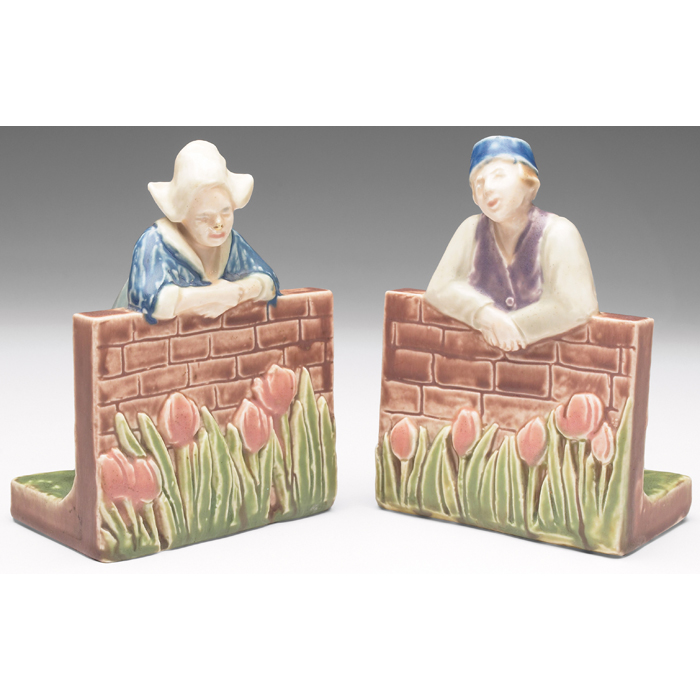 Appraisal: Rookwood bookends pair Dutch children designed by Sallie Toohey w