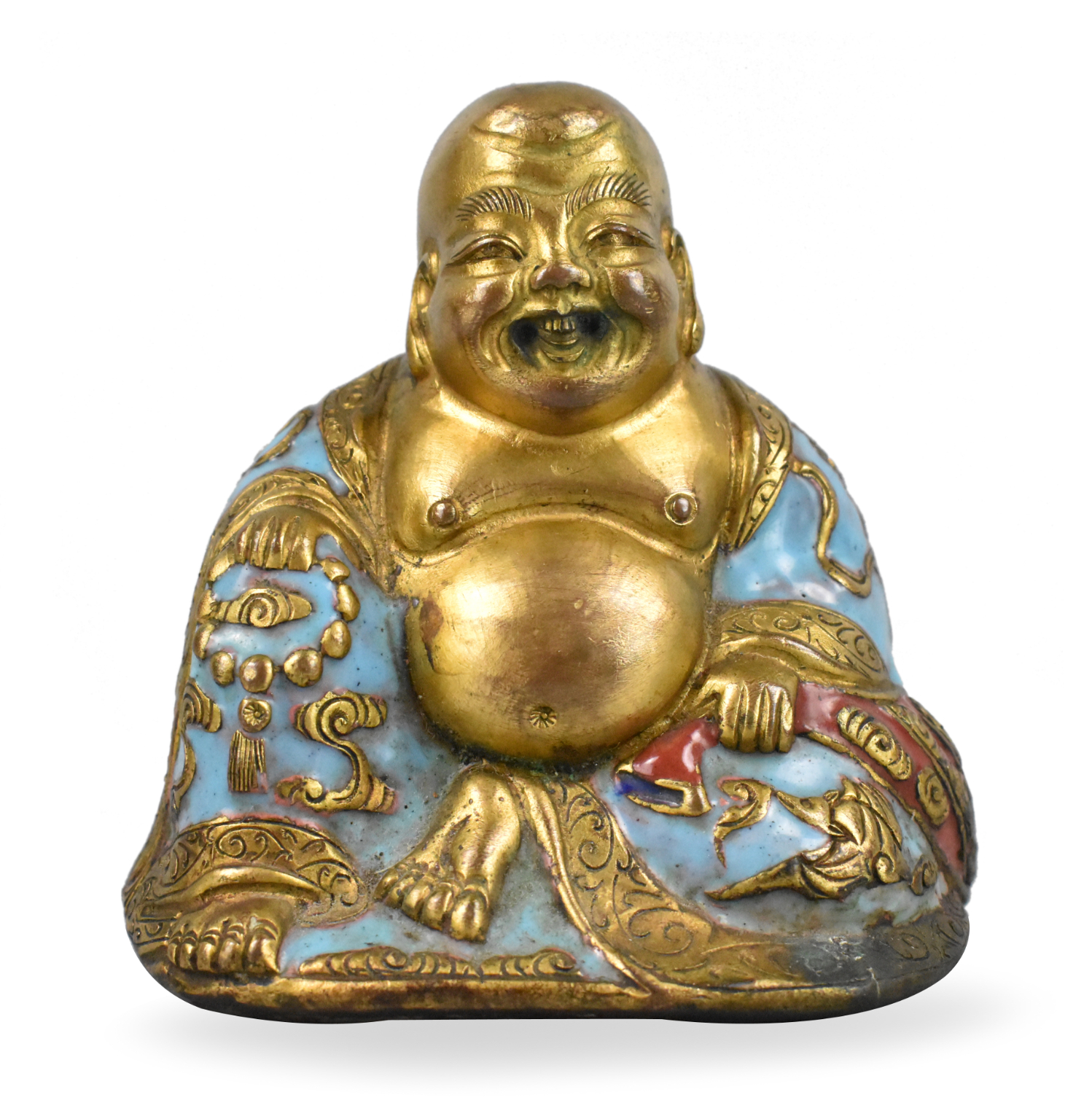 Appraisal: A Chinese champleve gilt copper repousse buddha figure A gold