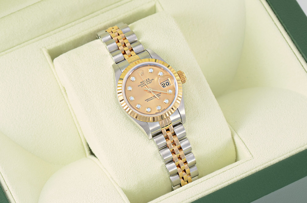 Appraisal: ROLEX DATEJUST TWO TONE K GOLD STAINLESS LADIES WATCH Never