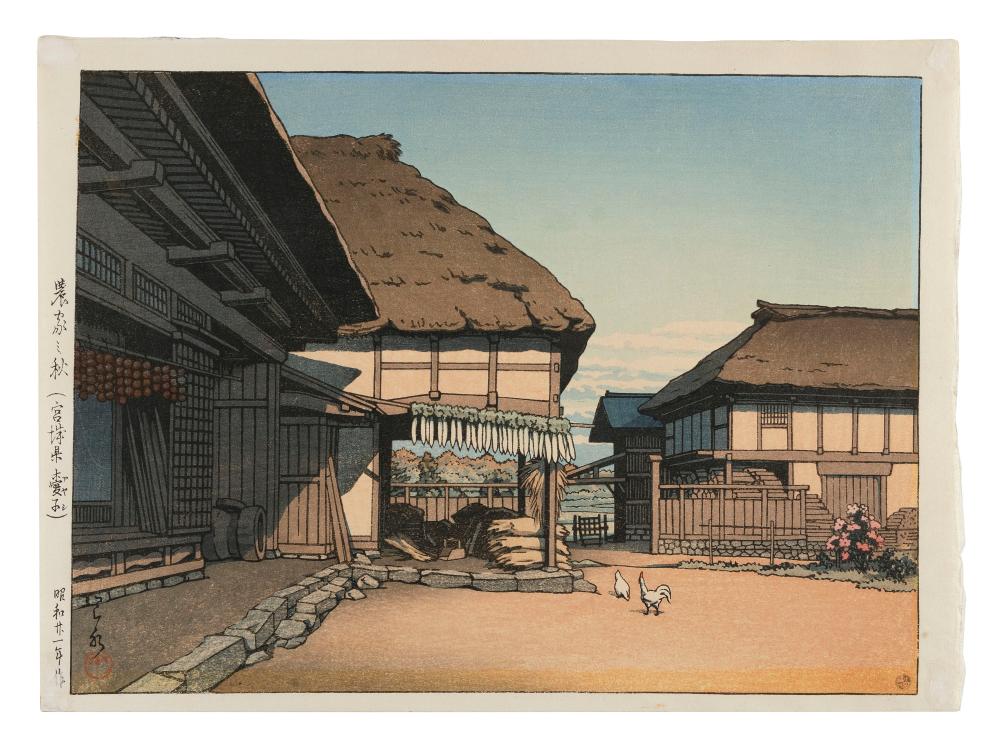 Appraisal: KAWASE HASUI JAPAN - A FARMHOUSE IN AUTUMN AYSASHI MIYAGI