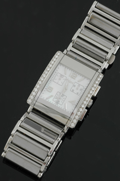 Appraisal: A Gents Rado wristwatch Quartz chronograph rectangular mother of pearl