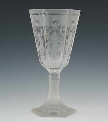 Appraisal: An Orrefors Etched Glass Chalice Designed by Simon Gate The