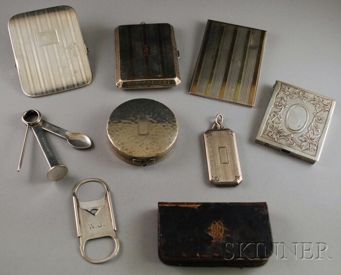 Appraisal: Eight Mostly Sterling Silver Gentleman's Items including two sterling silver