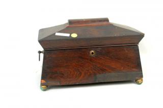 Appraisal: Regency Rosewood Veneered Tea Caddy Regency rosewood veneered tea caddy