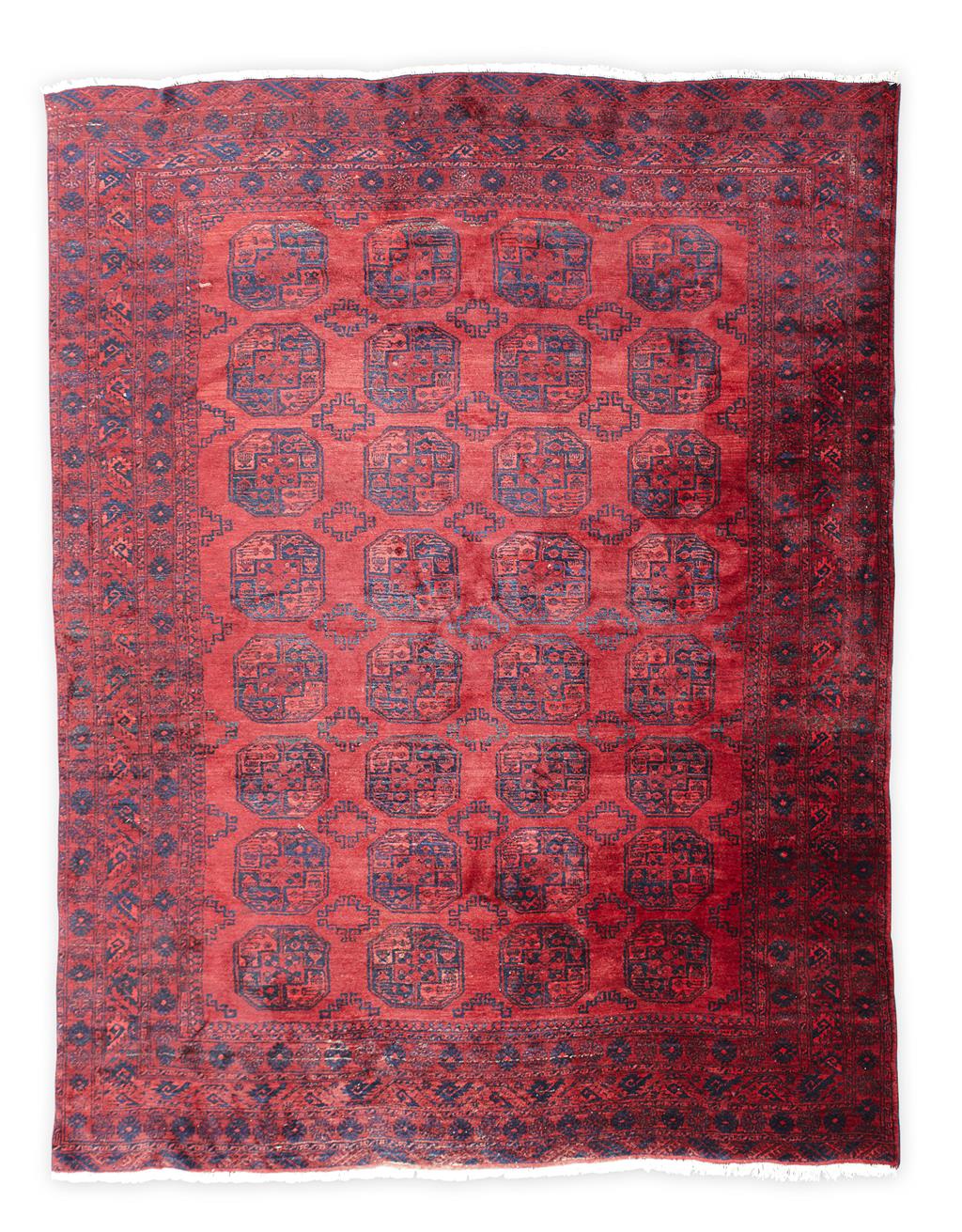 Appraisal: TURKOMAN CARPET TURKMENISTAN TH CENTURY the red field with four