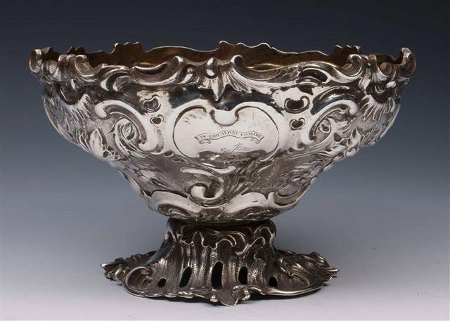 Appraisal: A VICTORIAN SILVER EMBOSSED CIRCULAR LARGE SUGAR BOWL with asymmetrical