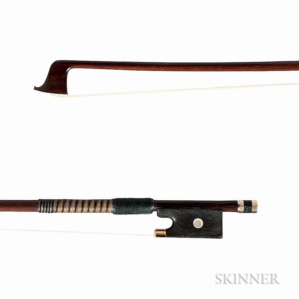 Appraisal: French Gold-mounted Violin Bow Jacob Eury French Gold-mounted Violin Bow