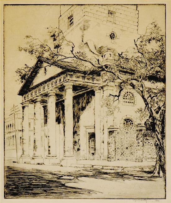 Appraisal: Alfred Hutty South Carolina - OLD ST MICHAEL'S CHARLESTON drypoint