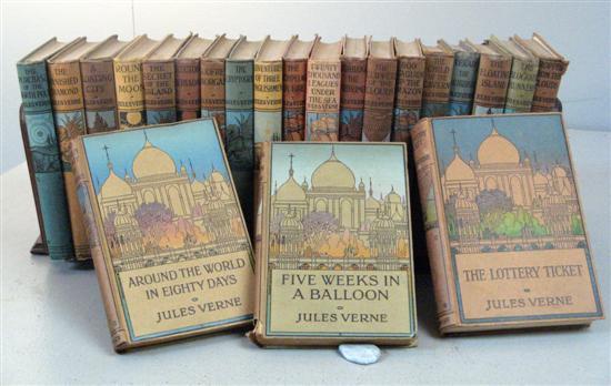 Appraisal: Jules Verne twenty two volumes with decorative covers printed Sampson