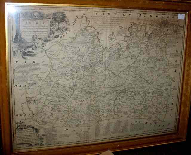 Appraisal: EMANUEL BOWEN'The County of Surrey' handcoloured map and one further