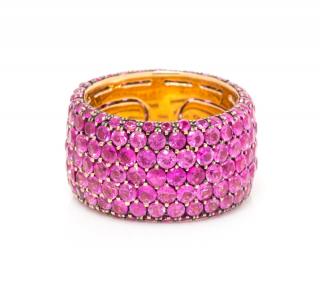 Appraisal: An Karat Yellow Gold and Pink Sapphire Eternity Band dwts