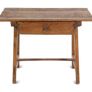 Appraisal: A Primitive Pine Trestle Table th th Century Height x