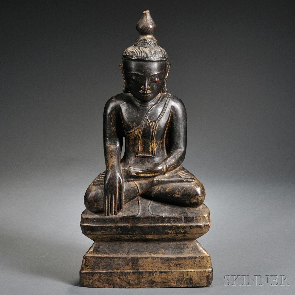 Appraisal: Lacquered and Parcel-gilt Figure of Sakyamuni Burma th century the