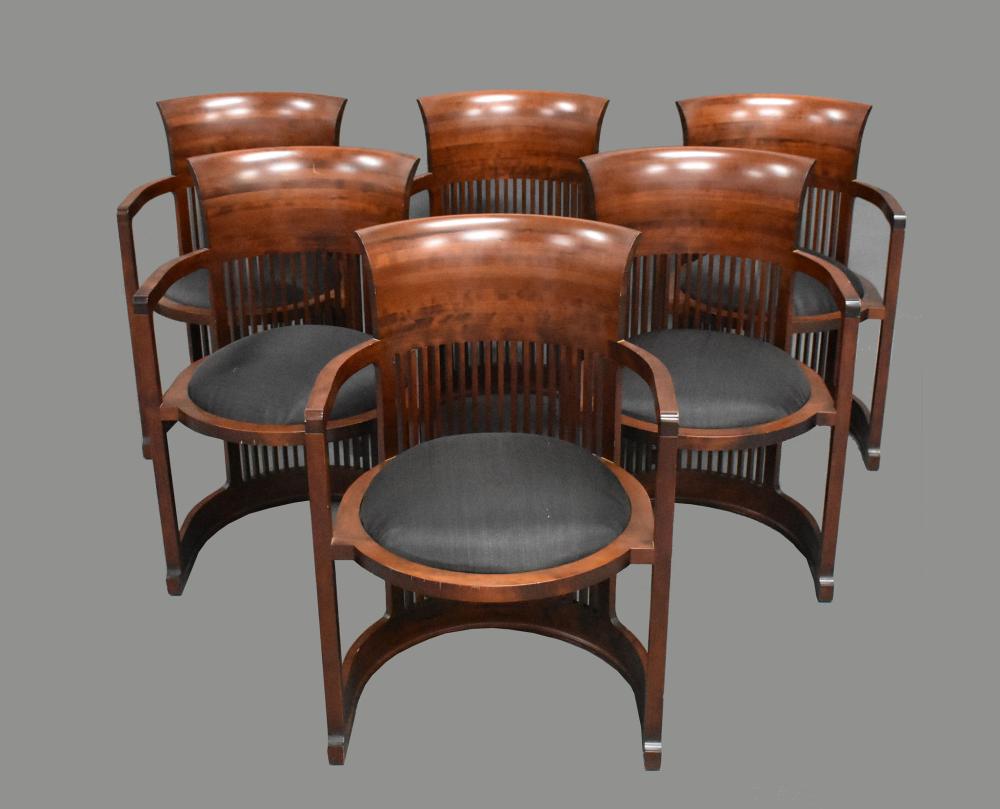 Appraisal: SET OF SIX CASSINA BARREL-BACK CHAIRS FRANK LLOYD WRIGHTItalian Manufactured