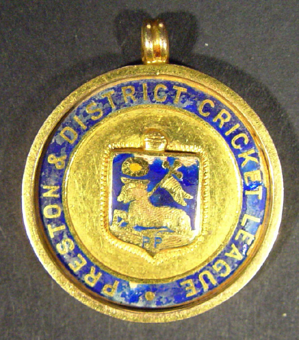 Appraisal: ct gold cricket league medal for the Preston district dated