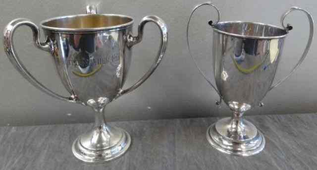 Appraisal: STERLING Trophies with Inscriptions handled trophy is inscribed ''Won By''