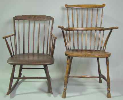 Appraisal: COMB BACK WINDSOR AND PAINTED WINDSOR ROCKING CHAIR the rocker