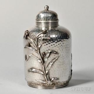 Appraisal: Gorham Sterling Silver and Mixed Metal Tea Canister Rhode Island