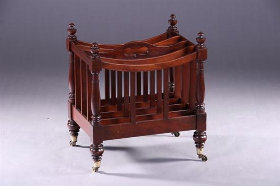 Appraisal: AMERICAN CLASSICAL MAHOGANY CANTERBURY Circa - probably New York Urn-mounted